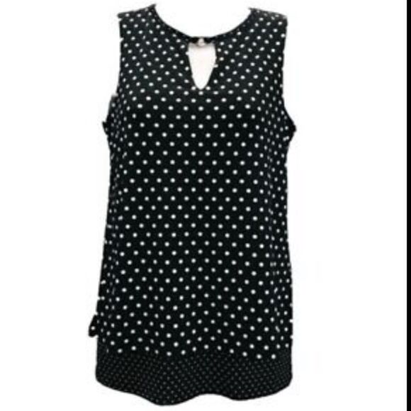 White House Black Market polka dot sleeveless layer top with keyhole neck medium - Picture 1 of 7